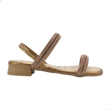 Imagem de Sandália Feminino Mississipi Me133 Enfeite Bronze Klink Ouro Velho