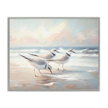 Imagem de Stupell Industries Sandpipers Under Warm Beach Sun Gray Framed Giclee Art, design por Ramona Murdock, 76 x 61 cm