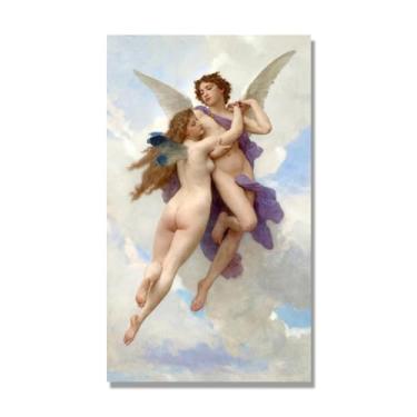 Imagem de NHLDZYH William Adolphe Bouguereau Impressões artísticas - Pintura de retrato - (amor e psicologia) - Pôster temático de mitologia grega - Pôster de decoração de parede vintage. Somente tela 70 x 119