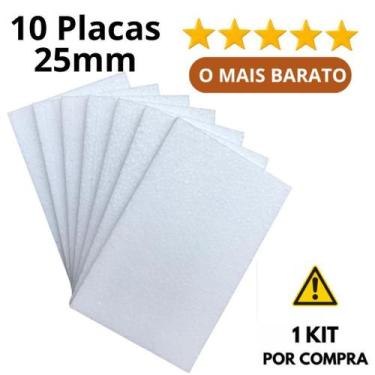 Imagem de Kit 10 placas de isopor antichamas espessura 25mm 2,5cm forro térmico 