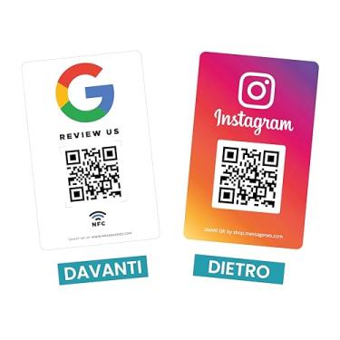 Imagem de MESSAGENES | Cartão de PVC nos avalie no Google QR Code e NFC + Instagram | Cartão de visita NFC Google Reviews + Instagram | Código QR reutilizável para avaliações e seguidores | 1 unidade | Obtenha