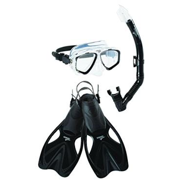 Imagem de Speedo Adventure Mask Snorkel Fin Set, Black/Black, Large/X-Large
