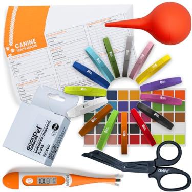 Imagem de GoodHarborPet | Kit essencial de parto para filhotes para cães recém-nascidos | Cartões de registro de vacinação, termômetro, fio umbilical e suprimentos para animais de estimação