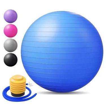 Imagem de Bola Pilates Yoga Fisioterapia Suiça 65cm Bomba Inflar - IMPORT, Azul