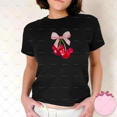 Imagem de Meninas Disney Mickey Cereja Arco Colheita Topo Coquette Feminino Esté