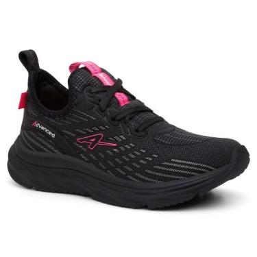 Imagem de Tênis Feminino Advanced Preto com Rosa Neon para Caminhada e Look Casu
