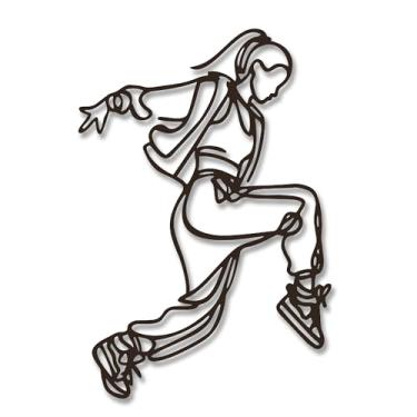 Imagem de Xedatric Arte de parede de metal dançarina de hip-hop dinâmica – decoração de arte de linha personalizada para quarto de menina adolescente, escultura de parede inspiradora e moderna (21,4 x 27,7 cm)