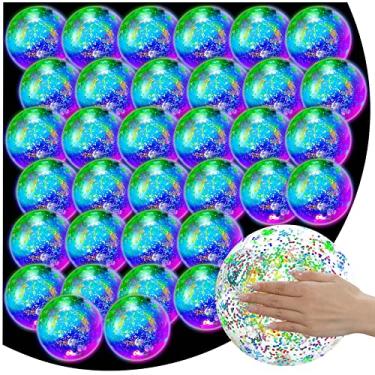 Imagem de Meooeck Bola de praia inflável de LED, 16 peças, bola de praia de 22 cm, confetes, luzes de praia, bolas de piscina em massa, para festa de verão, praia, piscina, lembrancinhas de festa de aniversário (coloridas)
