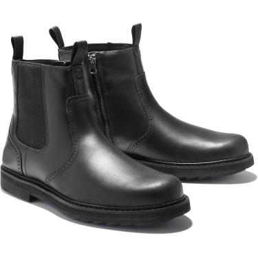Imagem de Botas de couro de alto cano masculino Chelsea com zíper lateral à prova d'água de couro falso de couro tornozelo, preto, 12 Reino Unido