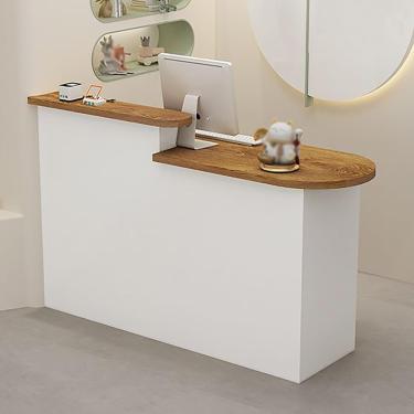 Imagem de Modern Reception Desk Counter Table, Tabela de recepção de balcão de checkout com gavetas trancáveis, balcão de varejo com gabinete de armazenamento, para lobby salão de beleza Office, B-2.1