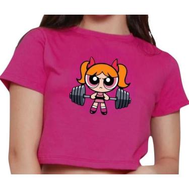 Imagem de Cropped Infantil Blusa Geek Manga Curta Estampa Meninas Poderosas Flor