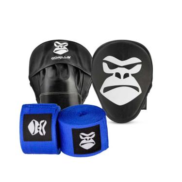Imagem de Manopla De Foco - Aparador De Soco Muay-Thai Boxe + Faixa de Mao Boxe - Bandagem/Atadura - Gorilla