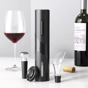 Imagem de Saca Rolhas Elétrico Abridor De Garrafa de Vinho Automático Inox Kit A