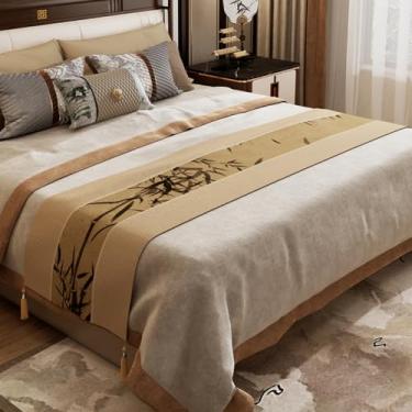 Imagem de Cachecol de corredor de cama de hotel, colcha, toalha de cama de luxo, decoração de cama de casa, moderna, de alta qualidade, lenço, proteção - A||King