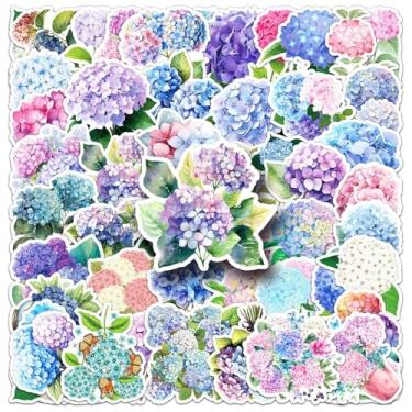 Imagem de Adesivos de hortênsia pacote com 50 adesivos de vinil à prova d'água para garrafas de água, skate, computador, carros, bagagem, telefone, grafite, pacote para adolescentes, meninas, crianças e adultos