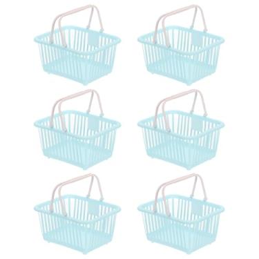 Imagem de PATIKIL 6 peças de cesta pequena de plástico, mini cesta de armazenamento de mercearia pequenas cestas de compras com alças organizador de água filtrada para organizar brinquedos, ovos, frutas