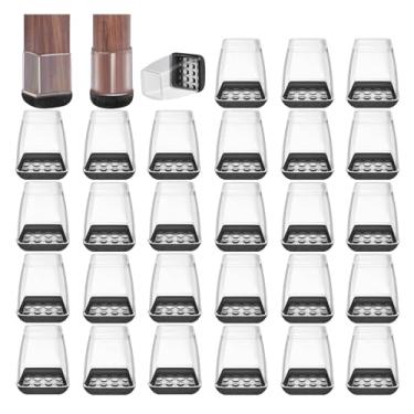 Imagem de Wardfate Protetores De Piso Para Pernas Cadeira Redondas E Quadradas Com 32 Peças - Deslizantes Móveis Madeira, Pisos Almofadas Estreitas Feltro Pés Em Bancos Bar, Cozinha Sala Jantar (Quadrado Pret