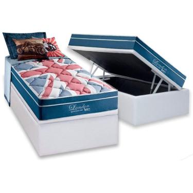 Imagem de Cama Box Baú Solteiro: Colchão Molas Ensacadas D Angelis Anjos Superlastic London + Bas...