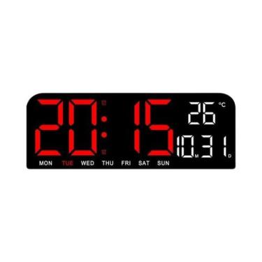 Imagem de Grande Relógio De Parede Digital LED Com Data De Temperatura, Contagem