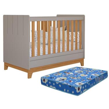 Imagem de Berço Mini Cama Biscoito com Colchão Physical Estrutura MDF Fendi com Grade de Proteção