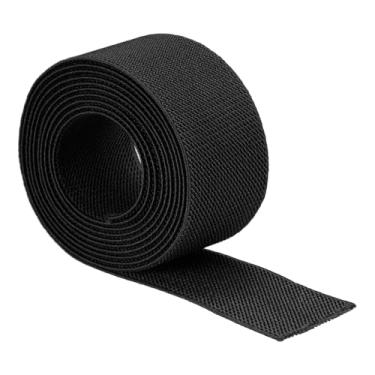 Imagem de Boxonly Banda elástica larga de sarja dupla face 3,8 cm (1 1/5.1 cm) plana 4 jardas trançado elástico carretel elástico alça elástica pesada 3,8 cm de largura preta para costura, cintura