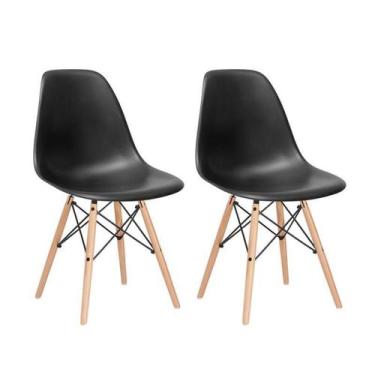 Imagem de Conjunto De Cadeiras Charles Eames Eiffel DSW Preto 2 Peças