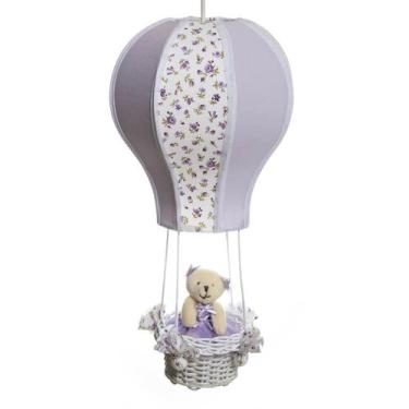 Imagem de Lustre Balão Cintura Ursa Lilás Quarto Bebê Infantil Menina - Potinho 