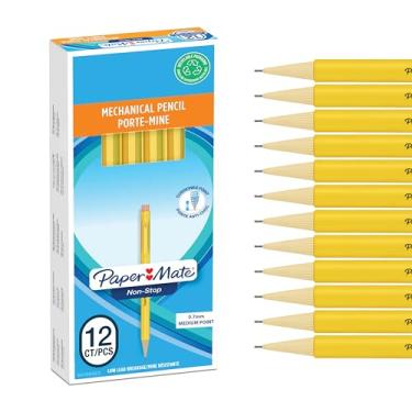 Imagem de PaperMate — Lapiseira antiaderente de 0,7 mm, HB #2, barril amarelo, caixa com 12