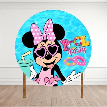 Imagem de Painel Redondo Lona Fosca 1,20M- Tema Minnie Pool Party