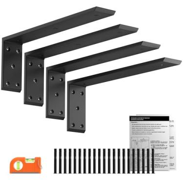 Imagem de LEOPO Suportes de bancada de 40,6 cm, pacote com 4, 3/20.3 cm de espessura, suporte de bancada em L para prateleiras, suporte para bancadas de quartzo/granito/madeira/concreto/laminado