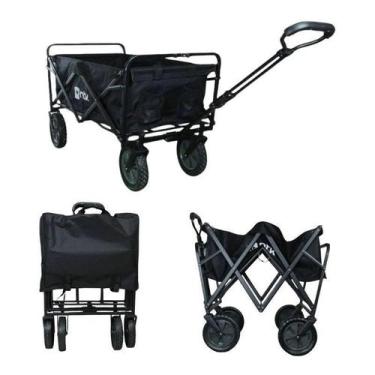 Imagem de Carrinho Preto Dobrável Multiuso Compras E Cargas 80 Kilos - Nautika