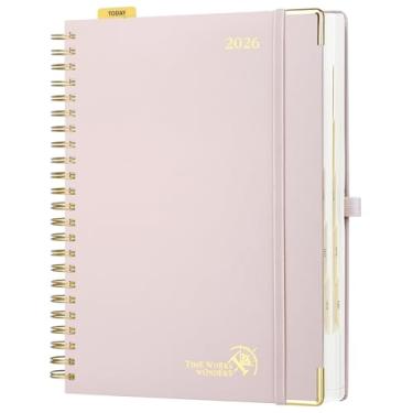 Imagem de POPRUN Agenda 2026 Agenda Daily Planner One Page A Day - [Tamanho grande A4 21,6 cm x 30,5 cm - Capa dura espiral], Agenda 2026 agenda horária com abas mensais, TJ-26-WEHBTA4-LPK - Rosa claro