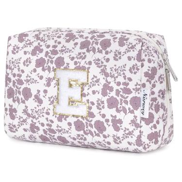 Imagem de Narwey Bolsa de maquiagem inicial personalizada, presentes de Páscoa para adolescentes, meninas, crianças, mulheres, monograma, bolsa cosmética moderna, 6, 8, 10, 11, 12, 13, 14, 16, 18 anos de idade