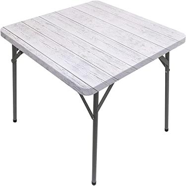 Imagem de CESGFC Toalha de mesa quadrada de madeira, estampa de textura de prancha de madeira, borda elástica, capa de mesa de jantar interna/externa, adequada para mesa quadrada de 61 cm x 61 cm