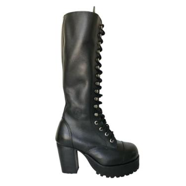 Imagem de Coturno Vilela Boots Salto Couro Legítimo | Envernizado ou Fosco | Elegância, Estilo, Atitude e Durabilidade (Preto Fosco Alto, BR, Adulto, Numérico, 36)