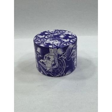 Imagem de Dichavador Moedor Manual de Ervas e Sementes De Ferro Grande Desenhado (Azul)