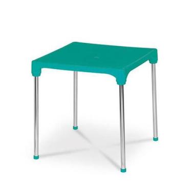 Imagem de Mesa Quadrada Desmontável 70X70X72Cm Cromo Colors Turquesa - Niquelart
