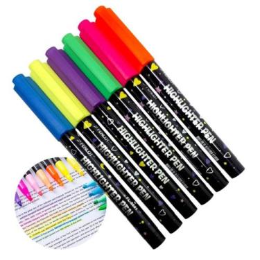 Imagem de Kit 6 Caneta Marca Texto Neon Fluorescente Colorido Ponta Chanfrada 3 