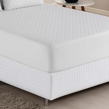 Imagem de Capa Protetora/Protetor de Colchão Impermeável - Antialérgica e Antibacteriana - Vários Tamanhos - Matelassê Impermeável Quadriculado (Branco, Casal)