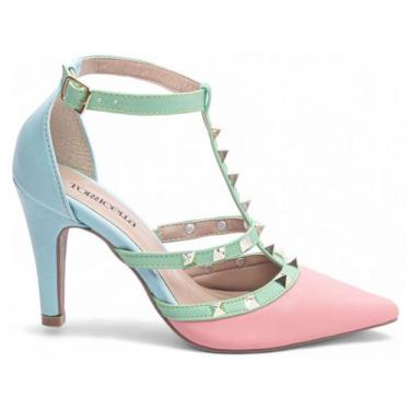 Imagem de Sapato Scarpin Feminino Rosa Azul Verde Salto Alto - 65054D - Torricel