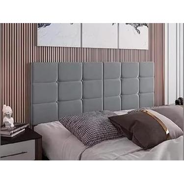 Imagem de Cabeceira bia, 1,40 cinza, decorativo para cama box casal, quadriculado