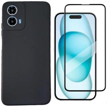 Imagem de [GL CASES] Capa G24 Capinha Moto G24 Case Aveludada Anti Impacto Reforçada Silicone Emborrachado Com Proteção De Câmera + Pelicula Para Motorola Moto G24 De Vidro 3D Cobertura Total Da Tela