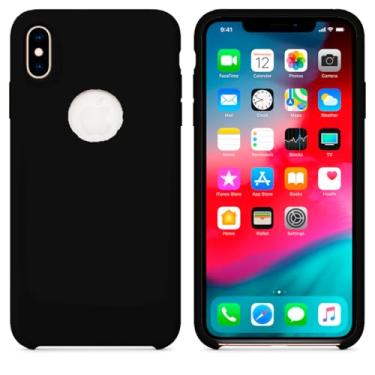 Imagem de Case Capa Capinha Silicone Aveludado pra iPhone X e XS (Preto)