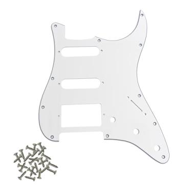 Imagem de SHENGSUI Palheta branca de 3 camadas HSS Pickguard para guitarra elétrica de 11 furos SSH placa de risco para para-lama EUA/Mexicano estilo moderno Stratocaster ST