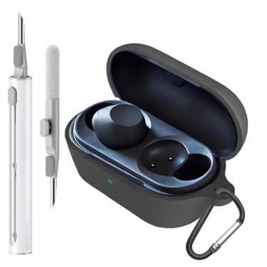 Imagem de Ziseyoru Capa compatível com fones de ouvido Sony WF-C710N, capa protetora de silicone macio Sony WF-C710N com kit de limpeza com mosquetão chaveiro acessórios (preto)