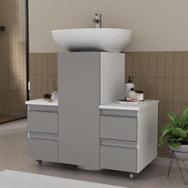 Imagem de Gabinete Banheiro COLUNA encaixe Branco Cinza