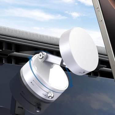 Imagem de OOCC Suportes de telefone magnéticos a vácuo para o seu carro, suporte magnético dobrável para celular para todos os smartphones e todos os modelos de carro, branco