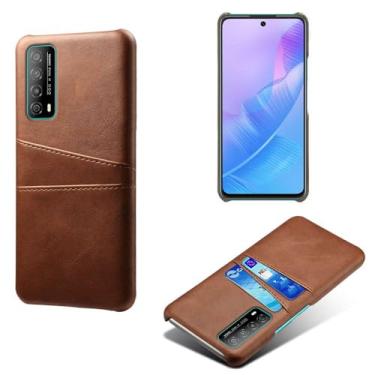Imagem de Capas Compatível com Huawei Enjoy Y20 SE,Caso de couro PU-Tampa de telefone a prova de choque com 2 slots de cartão,Proteção anti-impressão digital e anti-gota-Brown