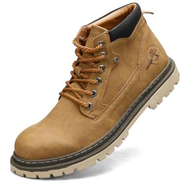 Imagem de Shaire Botas masculinas de couro Chukka | Botas masculinas com cadarço no tornozelo | Botas casuais confortáveis, 5888-marrom, 44