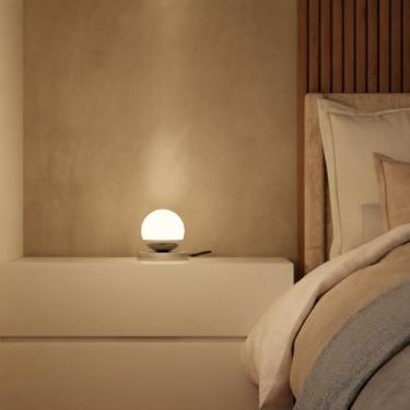 Imagem de Luminaria De Mesa Abajur Decorativo Quarto Dormitorio Casal Solteiro Infantil Lampada Inclusa (Escovado Globo Fosco)